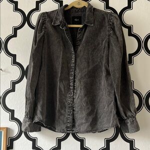 Rails Gray Button up with three-quarter sleeves